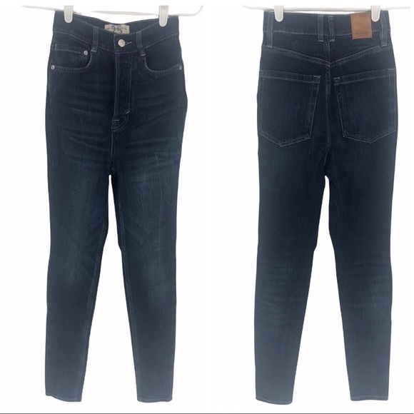 FREE PEOPLE NEW WE THE FREE HIGH RISE BLUE JEANS - Picture 1 of 10